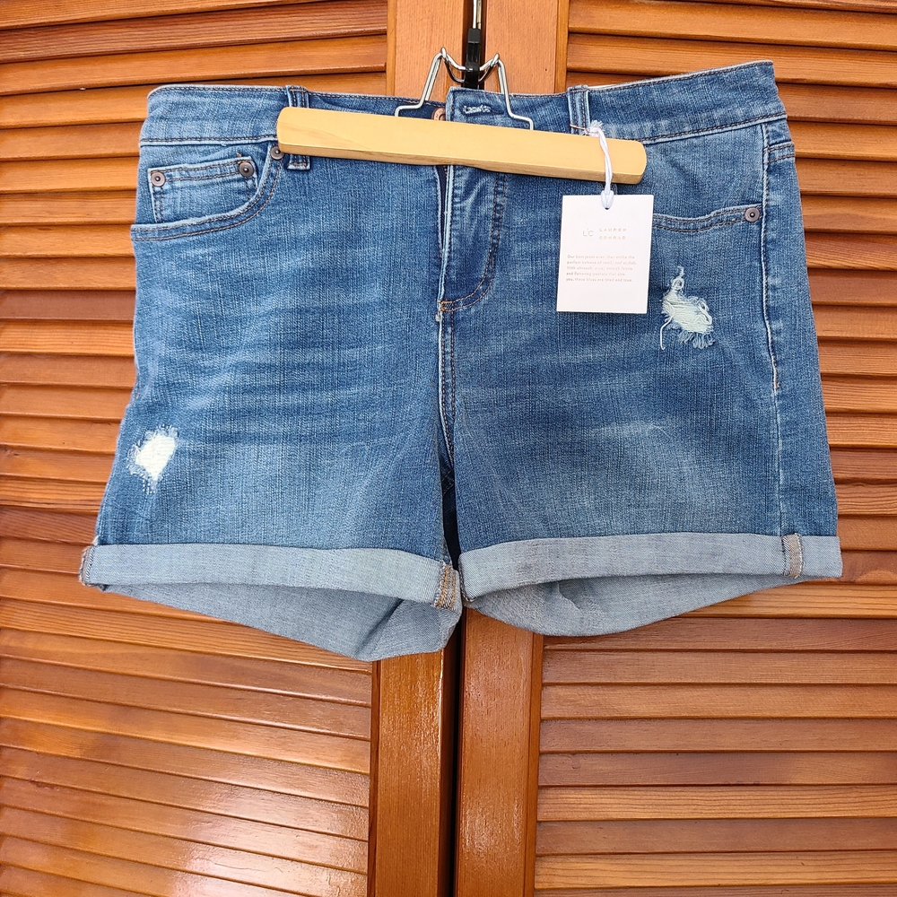 LC Lauren Conrad Blue Distressed Jean Shorts